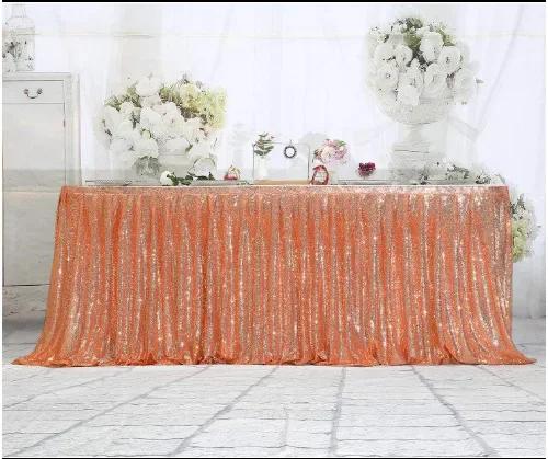 Gold Sequin Table Skirt Pleated Ruffle for Round/Rectangle/Square Table for Baby Birthday Party Banquet Wedding Christmas.