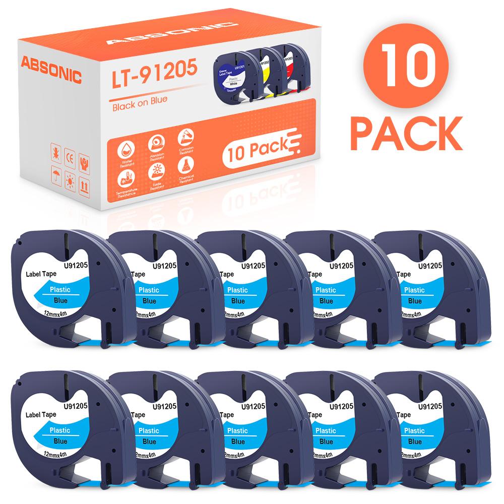 Absonic 12mm LT Tape 91201 12267 91200 for Dymo Letratag Label 91202 91203 91204 91205 Compatible Dymo Letratag LT-100H Labeller