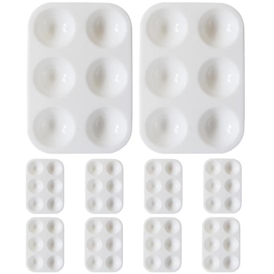 10Pcs White Plastic Paint Tray Palettes 6 Holes Thickened Art Classes DIY Crafts Watercolor Palette Color Mixing Art Painting Tray
