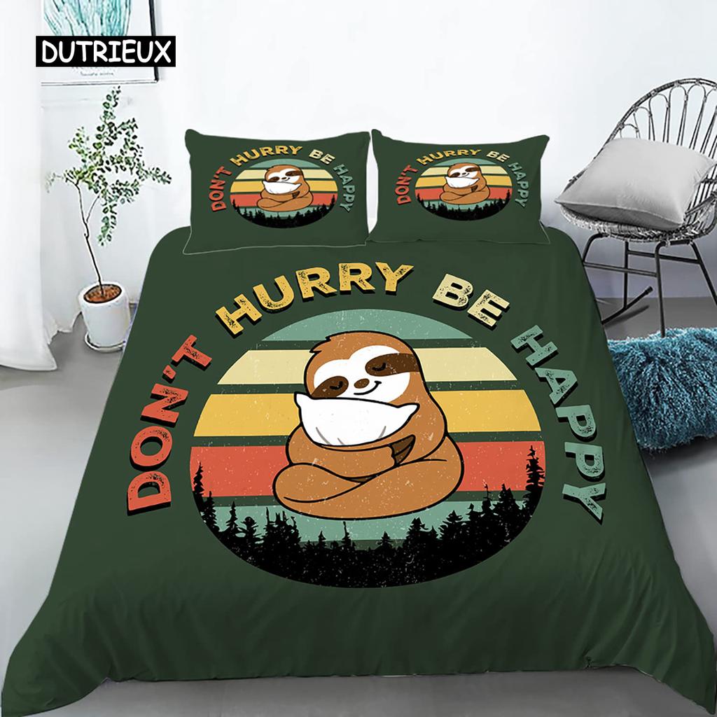 Zestaw Poszwy na Kołdrę Leniwiec Rozmiar Twin Kreskówkowy Leniwiec Poszwa na Kołdrę Zestaw Pościeli dla Dzieci Dziewcząt Chłopców Słodki Zwierzę Poliestrowa Poszwa na Kołdrę