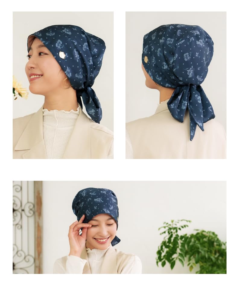 MY Medical Care Nemophila One Size Fits for Hair Loss [KISS LIFE] Hat, Hat, Women's, Cute, Stylish, 100% Cotton, Pattern, All, Cancer, Chemotherapy,