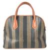 FENDI vintage Pecan logo Bag Hand Bag Tote Bag PVC/Leather khaki/Brown