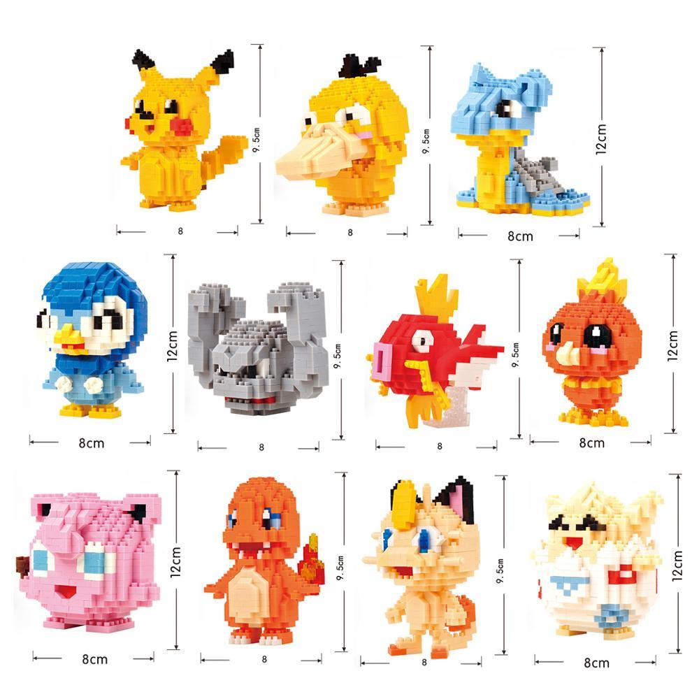 75 Style Building Blocks Assembly Anime Picachu Charizard Doll Blastoise Bulbasaur Gengar Bricks Figures Toy for Kid Gift