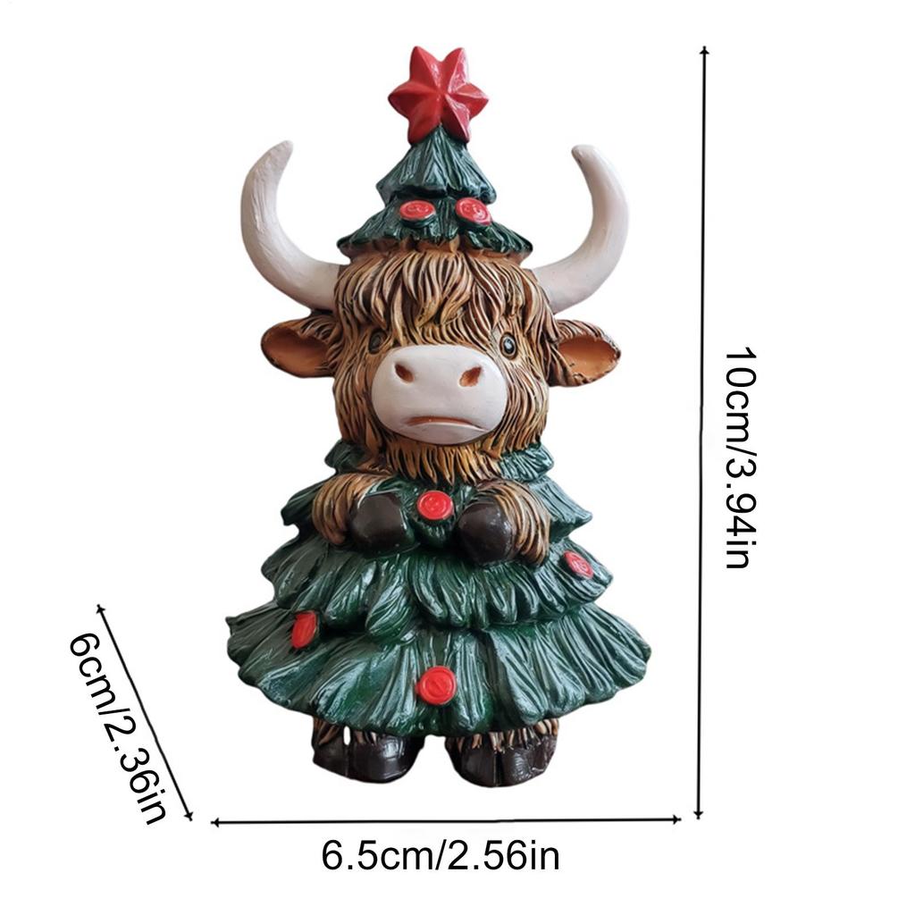 Highland Cow Decor Christmas Highland Cow Figure Rustic Cute Ornament For Dorm Farmhouse Bathroom Classroom Kitchen Nursery