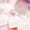Vase Shaped Bloomy Flowers Desk Calendar Wooden Base Standing Calendar  for Table Desk Decor