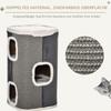 Cat tree scratching barrel with 3 levels, chipboard, velvety polyester, sisal, grey+white, 40x40x74cm