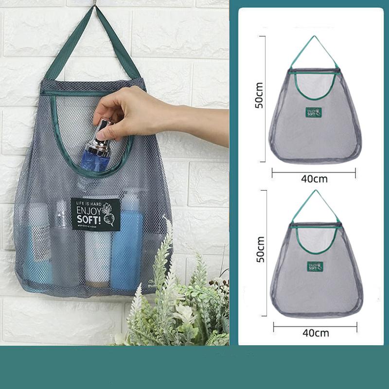 2pc Ventilated Mesh Storage Bags for Garlic, Potatoes, Onions - Durable Plastic Hanging Organizer for Kitchen & Pantry&bathroom, Non-Food Contact Safe
