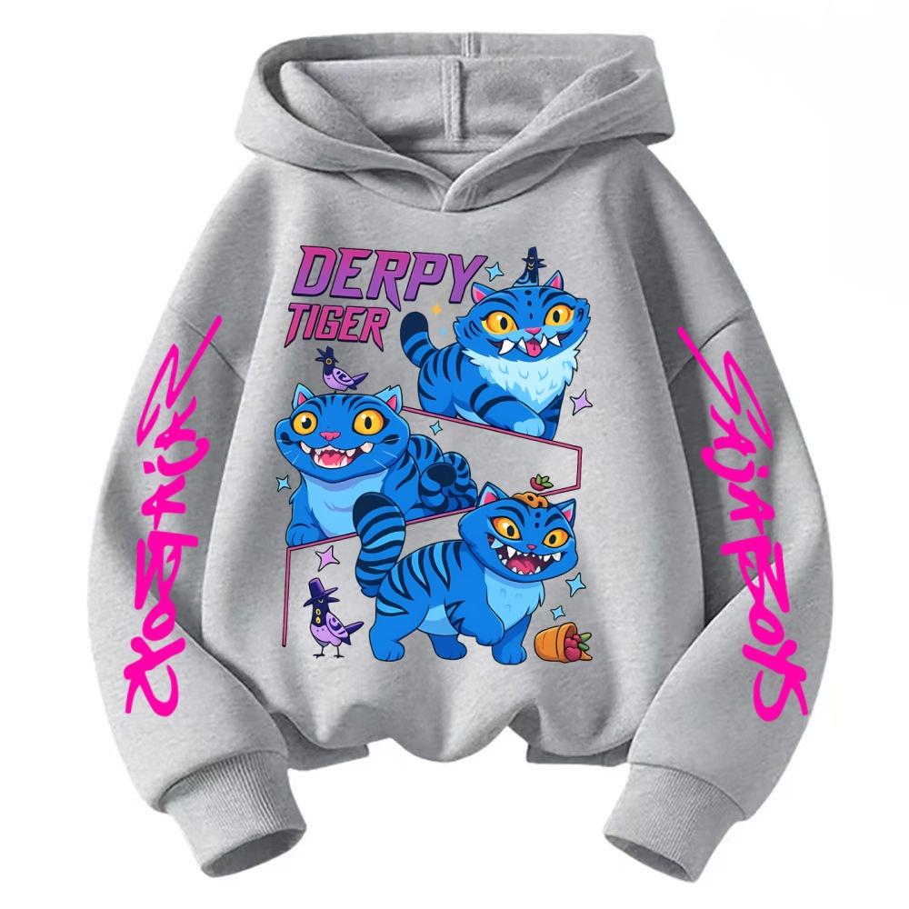 2026 Kpop Devil Hunter DERPY Tiger Printed Children's Hoodie  Girls' Sportswear  Boys' Casual Hoodie  Autumn/Winter Long Sleeve