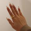 Versatile Brushed Round Ball Fashion Ring, Stainless Steel PVD 18K Gold, Retro Texture Niche Ring for Women