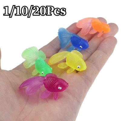 1/10/20Pc zufällig weiche Gummi Gold Fisch Simulation Mini Goldfisch Wasser Kleinkind Spaß Schwimmen Strand Geschenk
