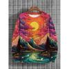 Colorful Landscape Graphic Sweatshirt Autumn Fashion Casual Long Sleeve Mens 3D Printed Hoodies Loose Harajuku Pullovers Tops