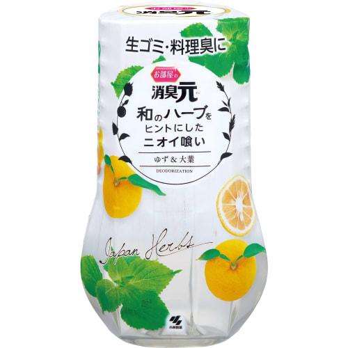 Shoshugen Japanese Herb Room Air Freshener for the Kitchen, Yuzu & Shiso Leaf, 400ml, Standing Type, Eliminates Odors Typical of the Kitchen, by Kobay