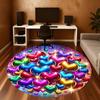 1pc Heart Love Round Chair Mat Office Area Rug - Non-Slip, Floor Mat for Office, Bedroom, and Indoor Decor P127133