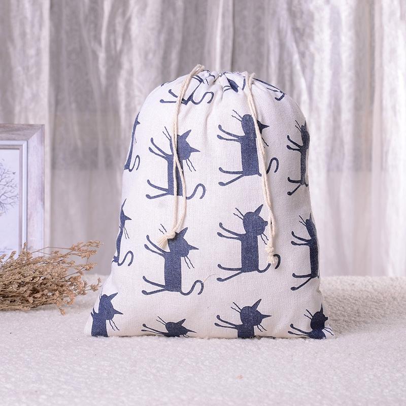 Kočka Medvěd Kreslený Stahovací Šňůrka Bavlněná Lněná Úložná Taška Dárková Cukrovinka Šperky Organizér Make-up Kosmetika Mince Klíče Tašky 49002
