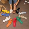 Square Open Toe Slides for Women Slip On Flats Footwear Comfortable Sandals Women's Beach Flat Sandals Dressy Sandals Summer Soft Slippers Shoes