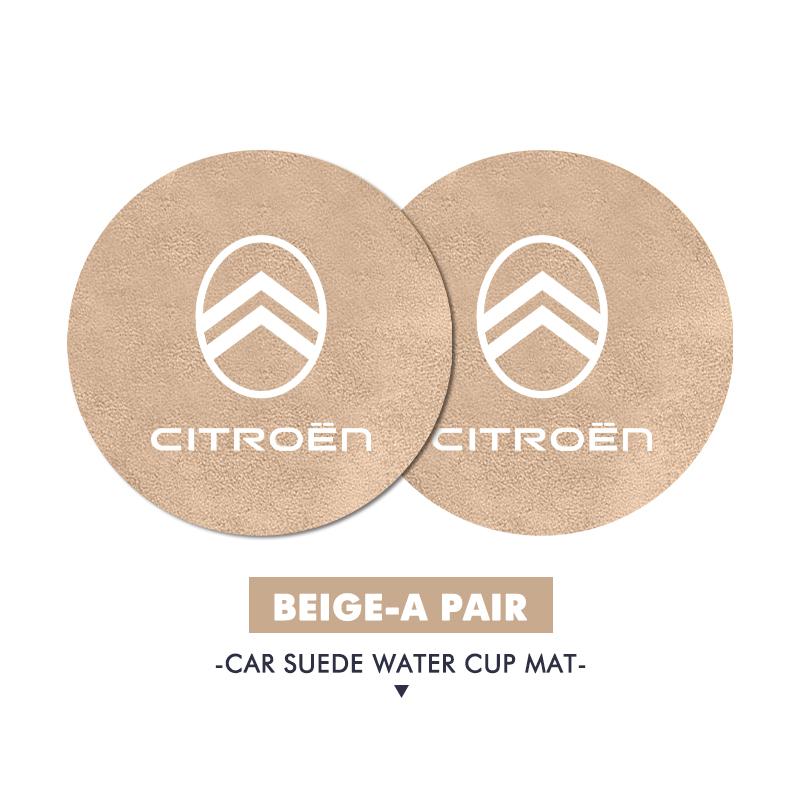 

For Citroen 2PCS Car Logo Anti-Slip Water Cup Pad Drink Holder Mat Interior Accessories C4 C3 C5 C1 C2 C6 VTS C4L DS3 DS4 DS5