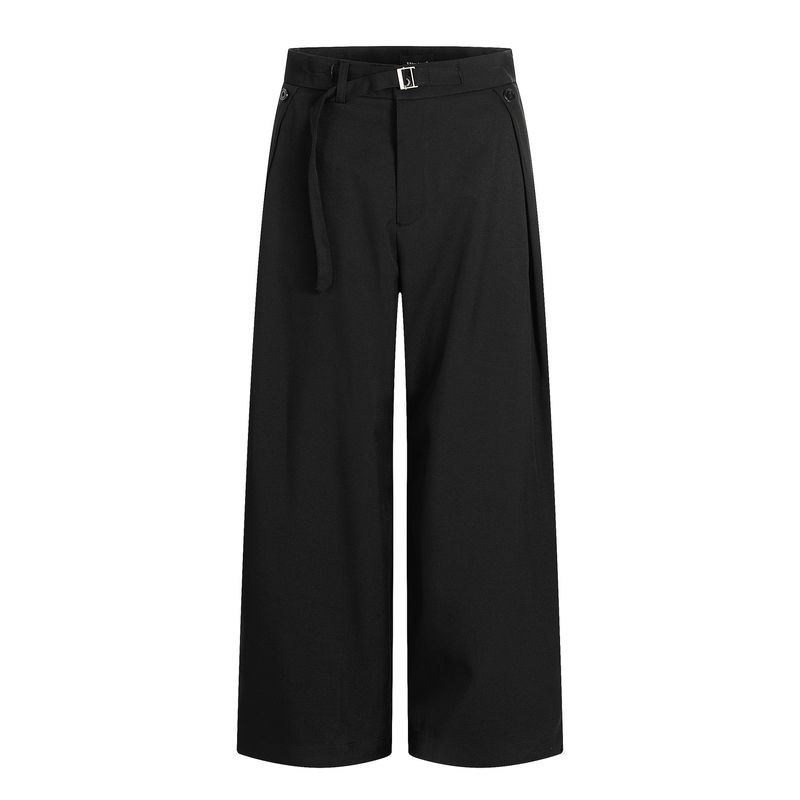 Kisko High-End American-Style Adjustable Waistband Drape Casual Trousers Unisex Split Design Wide-Leg Loose Pants