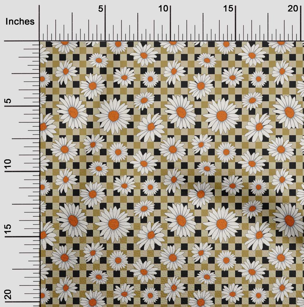 oneOone Cotton Flex Black Fabric Sunflower Floral Dress Material Fabric Print Fabric By The Yard 40 Inch