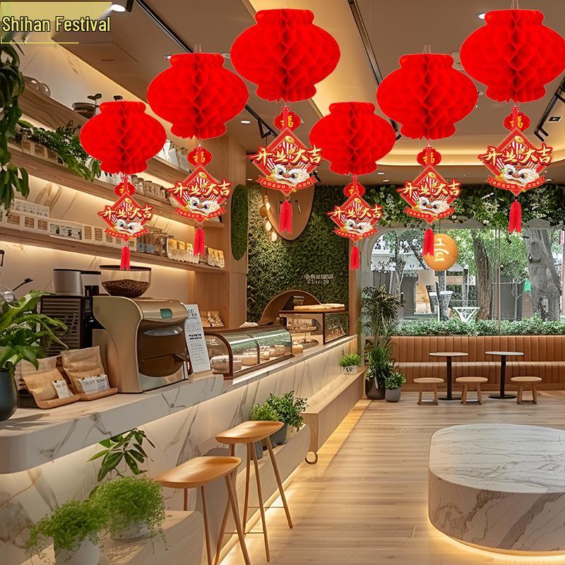 Grand Opening & Anniversary Celebration Red Lanterns - Ceiling Decorations for Shops, Malls, Supermarkets