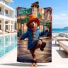 Red Hat Bear In The City Beach Towel, Super Soft Microfiber, Perfect Gift for Her/Him, Birthday, for Pool, Beach, Travel, Decor Beach Party