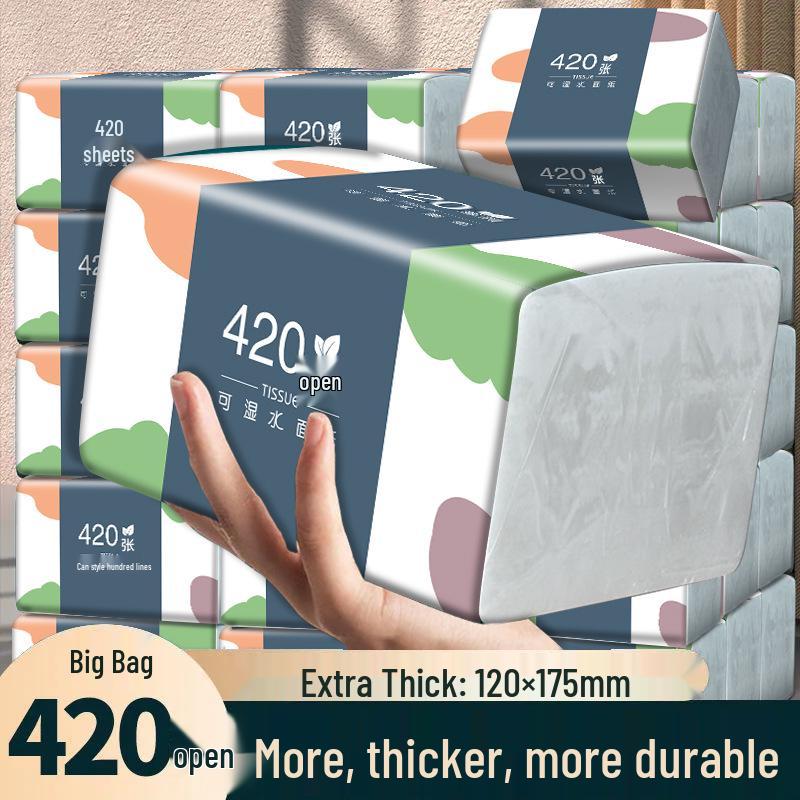 Pull-Out Tissue Box: 420-Sheet, 30 Large Packs - Wet-Strength Toilet & Facial Tissue