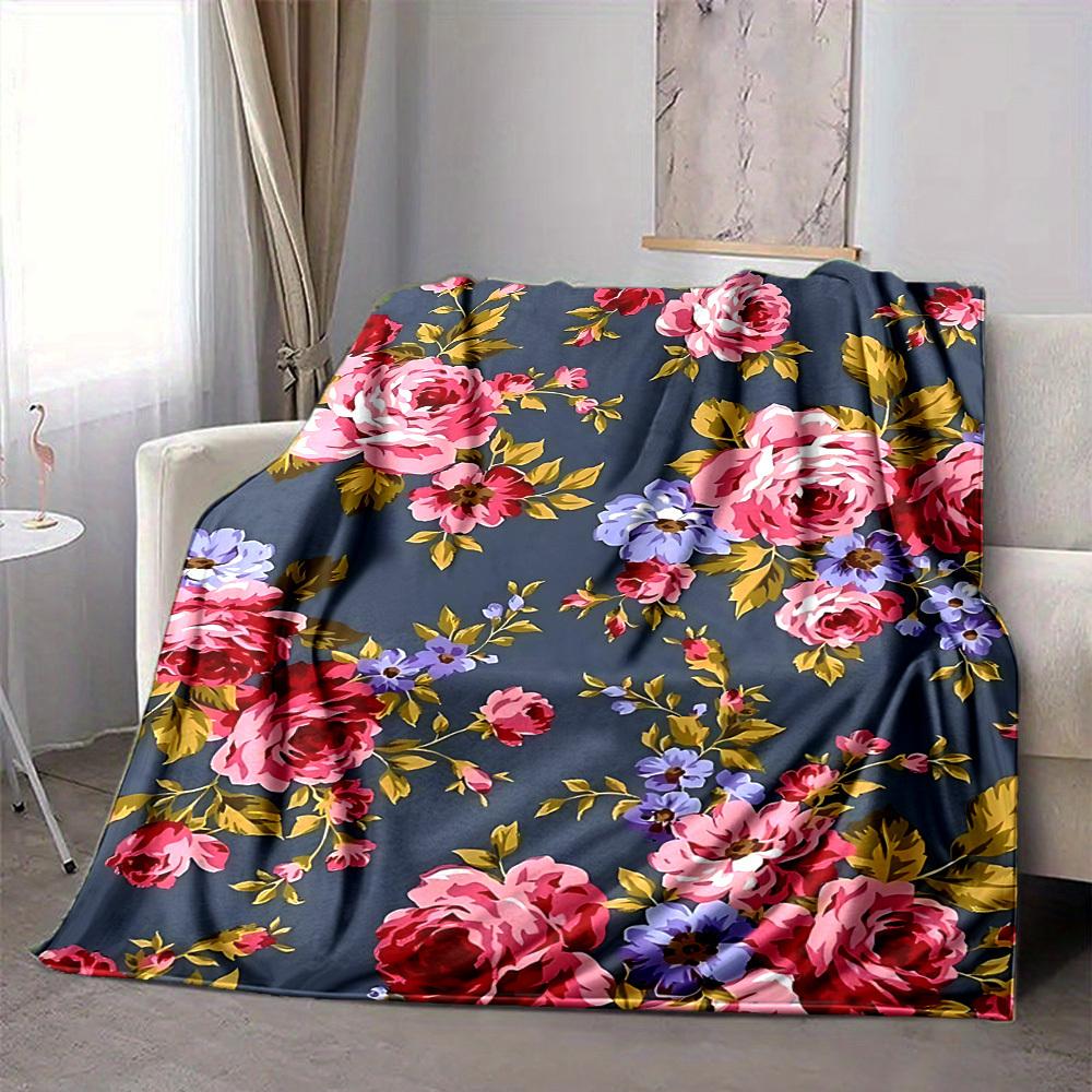 1pc Floral Pattern Blanket Warm, Cozy, And Soft, Suitable for Sofas, Beds, Cars, And Office Use.Perfect for Camping And Travel, Making It a Great Gift