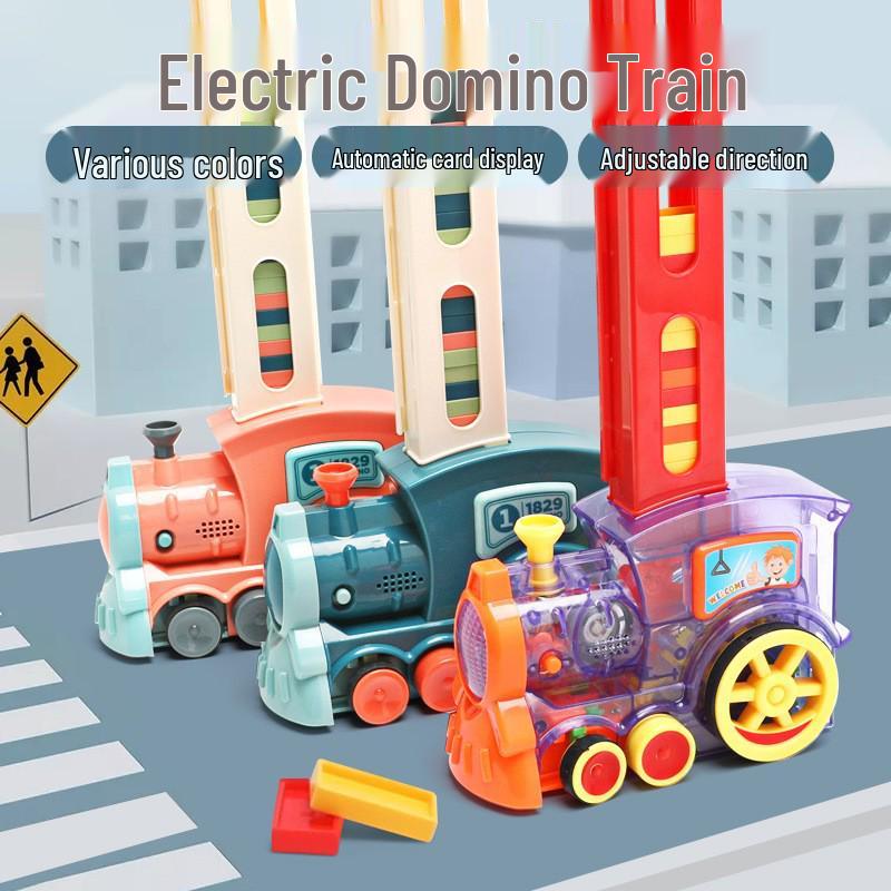 Electric Domino Train Toy: Automatic Card Dispensing for Kids