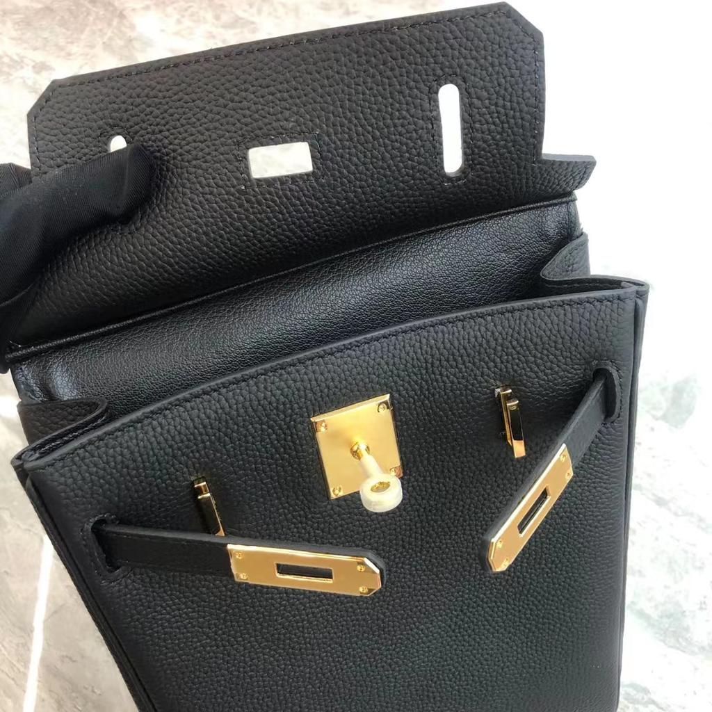 2025 New Kelli Breast Bag Fashionable Mini Simple Lychee Pattern Togo First Layer Cowhide Single Shoulder Women's Leather Bag