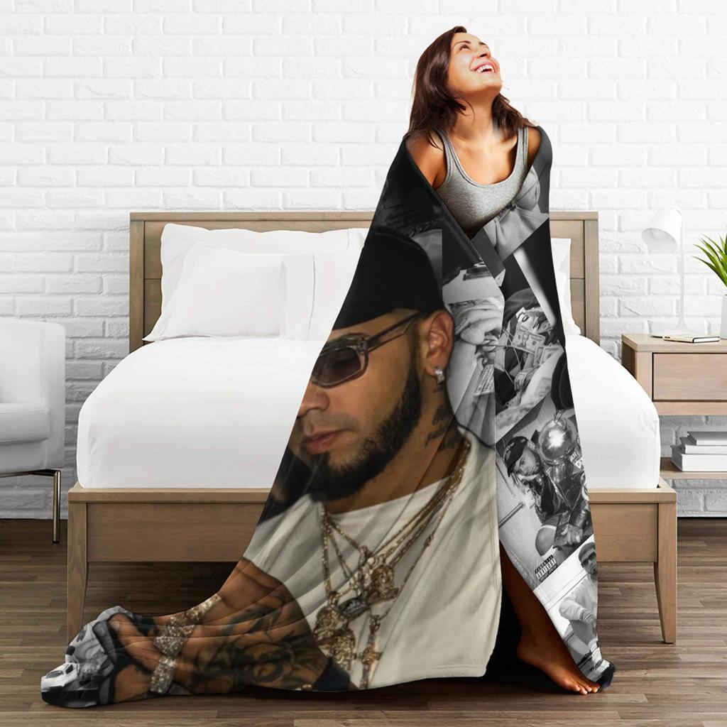 Anuel AA Rapper Blanket Super Warm Graphic Plush Throw Blanket For Couch Bed Airplane Travel Flannel Bedspread Bed Cover