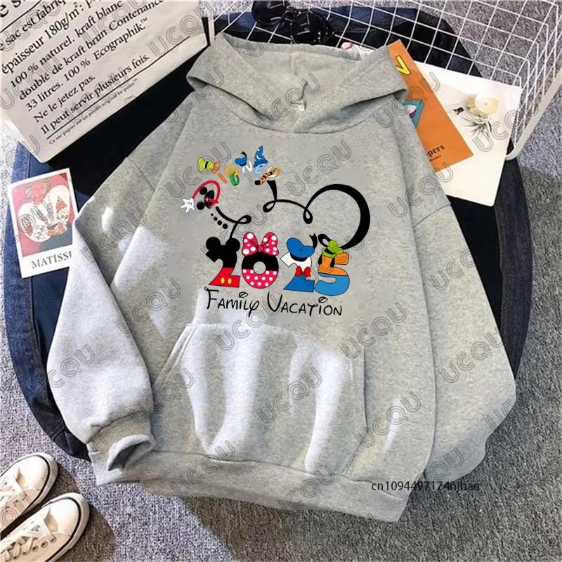 MINISO Disney Family Vacation Print Women Hoodies Trend Disneyland Travel 2025 Autumn Pullover Casual Sweatshirt Couples Tops