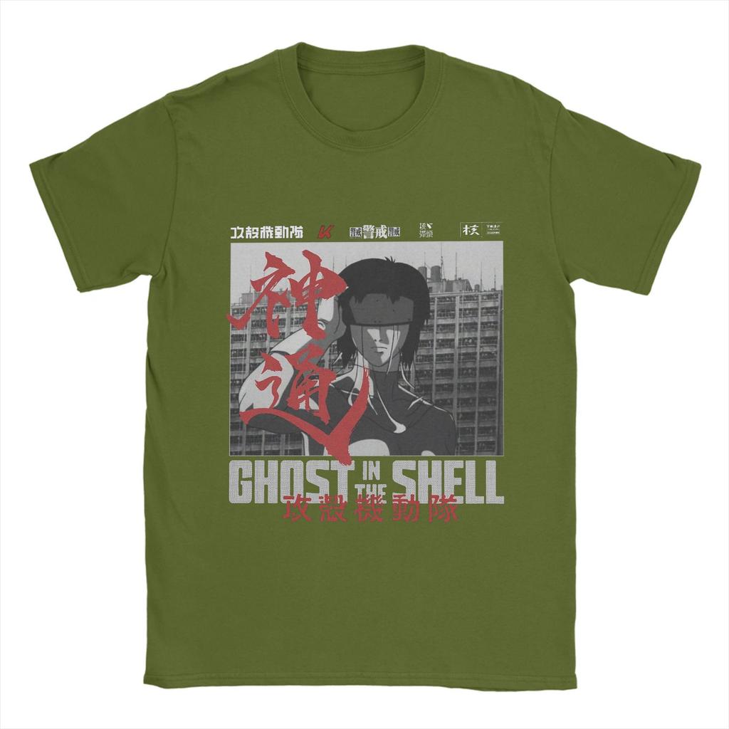 Ghost in the Shell T-Shirt Beach Major Motoko Kusanagi Fashion T-Shirts Couple Pure Cotton O-Neck Tees Short Sleeve  Retro Tops