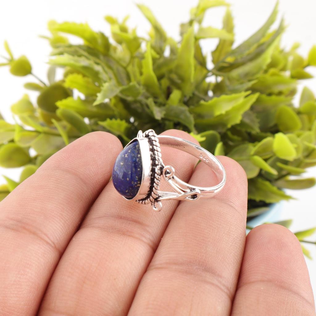 Natural Lapis Lazuli Gemstone 925 Sterling Silver Jewelry Handmade Ring For Her RR-57-22