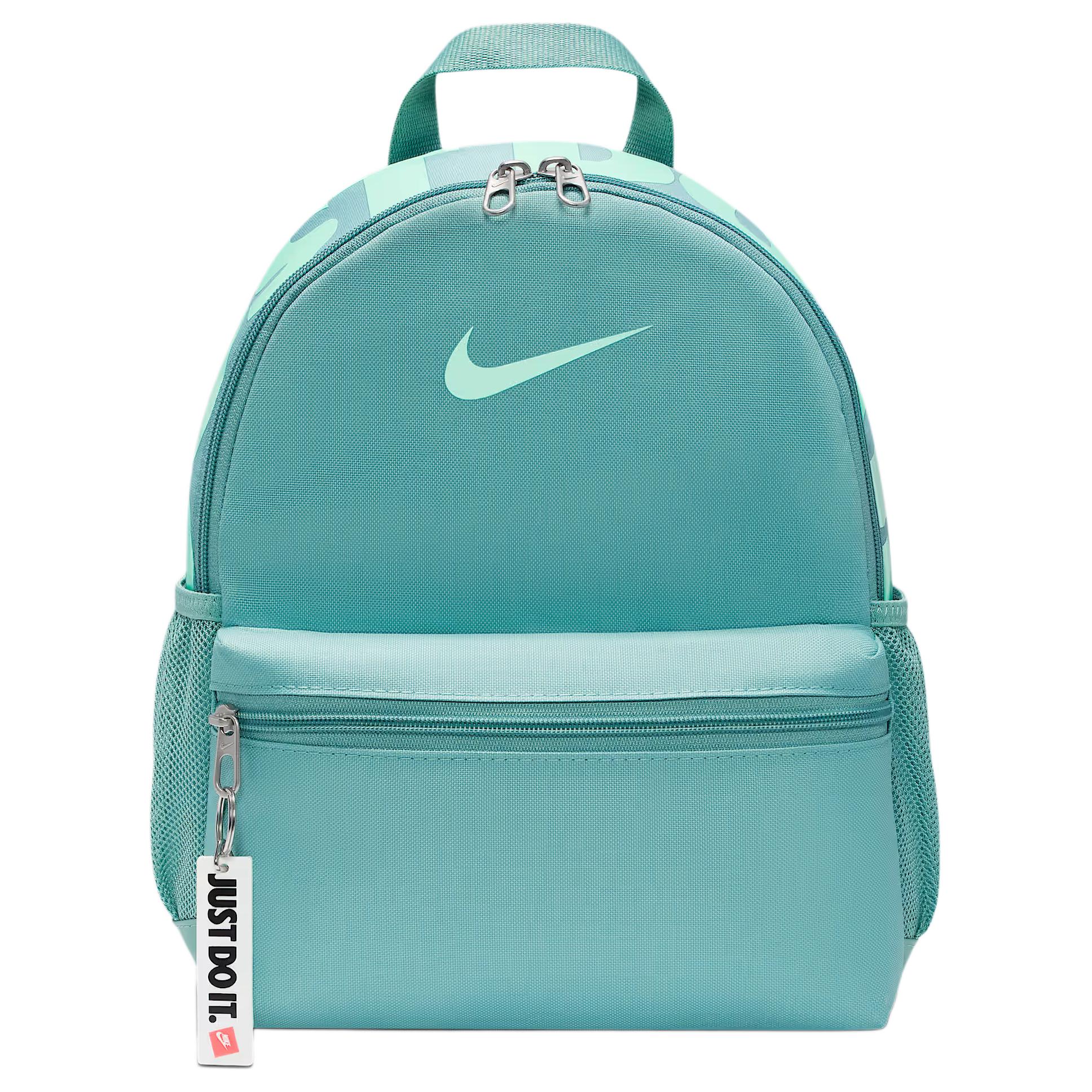 Nike Brasilia JDI 9L Large Logo Design Fabric Backpack Unisex Backpack Cannon-Gray Foam-Mint DR6091018 Gunmetal Gray & Foam Mint Green