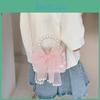 Borsa a mano alla moda con perle per ragazza, elegante borsa a tracolla da principessa con fiocco in pizzo per bambini