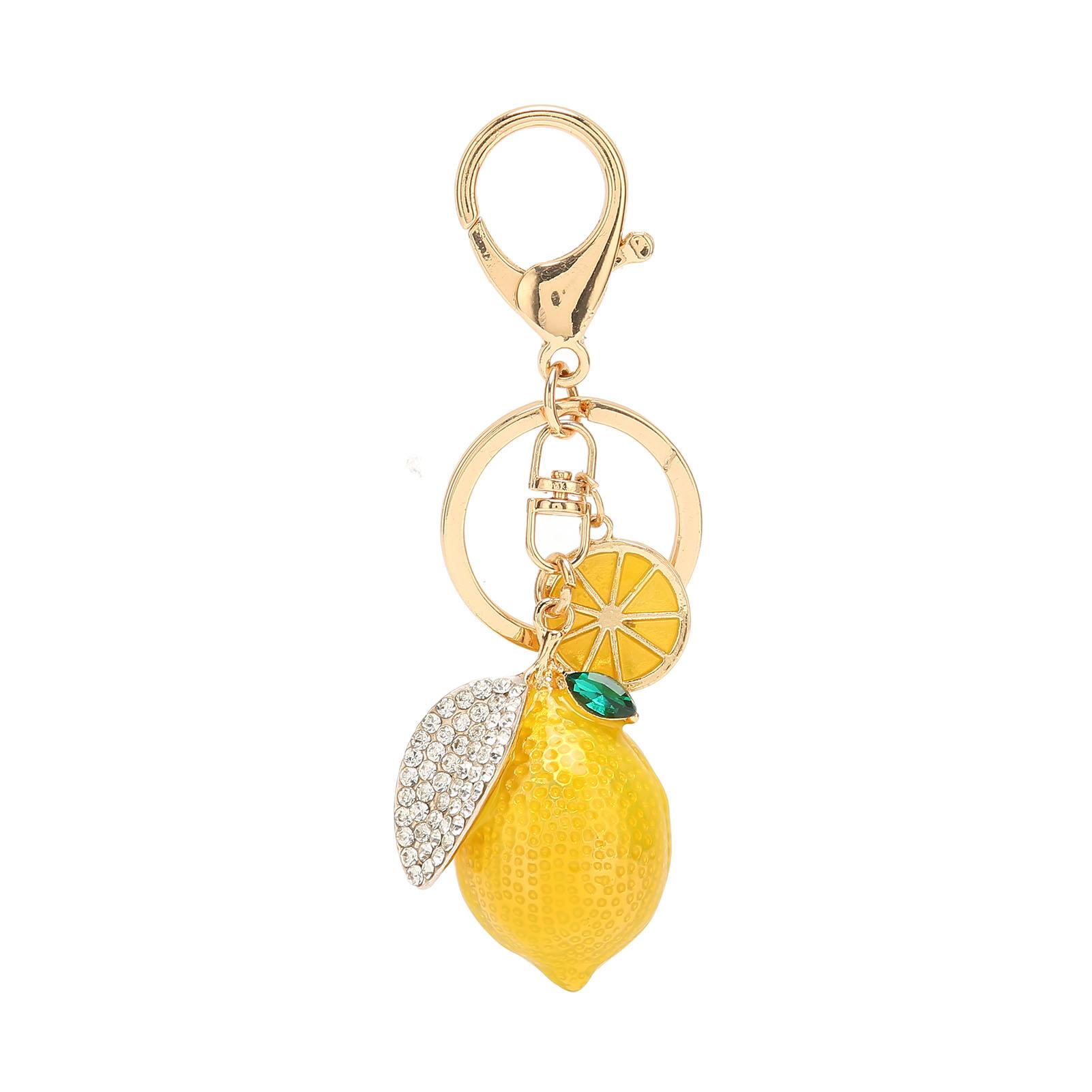Koogeelife Unisex Little Lemon Keyring Strong Metal Little Lemon With Rhinestone Exquisite Colors Lemon Keychain For Keys Bag Wallet