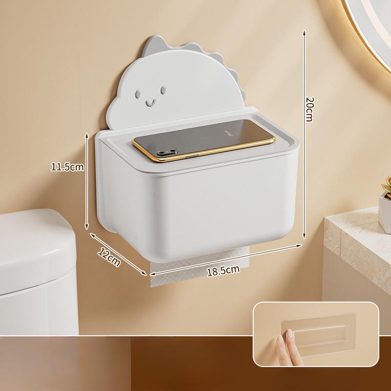 Tissue Box Wall-mounted Toilet Tissue Box Without Perforation Kitchen and Living Room Tissue Storage Box
