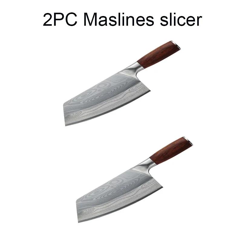 Kitchen Knife Meat Cutting Stainless Steel Vegetable Chopping Knife Multifunctional Chef Knife Wooden Handle Kitchen Accessories