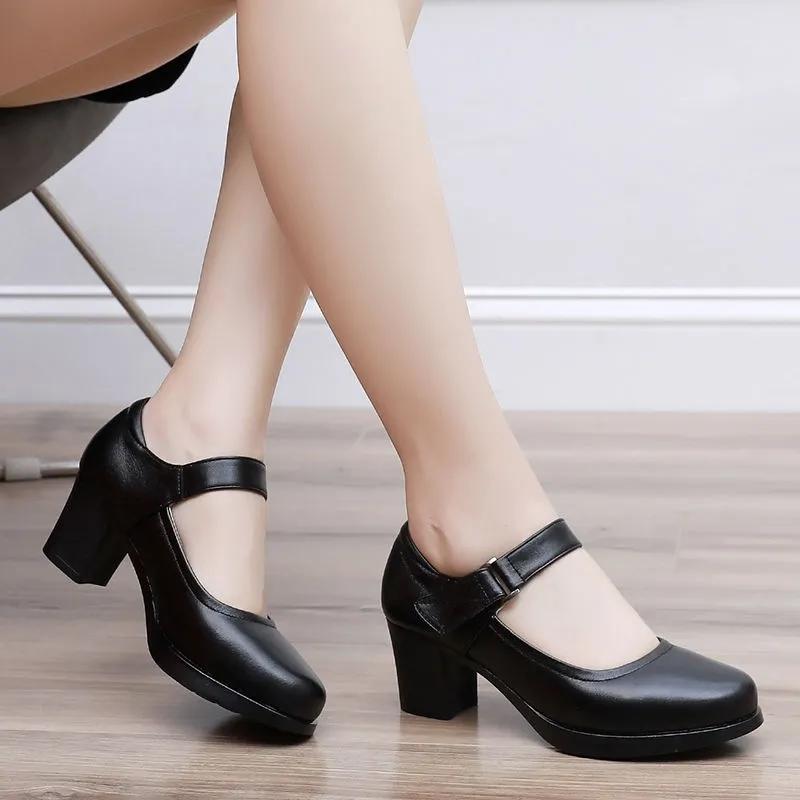 sapatos femininas women classic black patent leather buckle strap student school shoes lady beige office pumps ab579