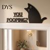 Cute Animal Sculpture Nosy Black Cat Door Topper Decor, Halloween Corner Acrylic Indoor Doorway Statue Top Figurine for Bathroom Bedroom Home