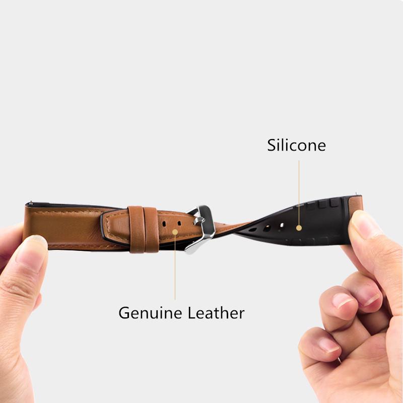 Silicone Leather Watchbands for Men Watch 22mm Genuine Leather Vintage Wrist Watch Band Strap Belt Samsung Galaxy Watch 46mm