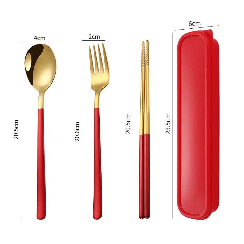 Three-Piece Japanese Stainless Steel Cutlery Set: Spoon, Fork, Chopsticks