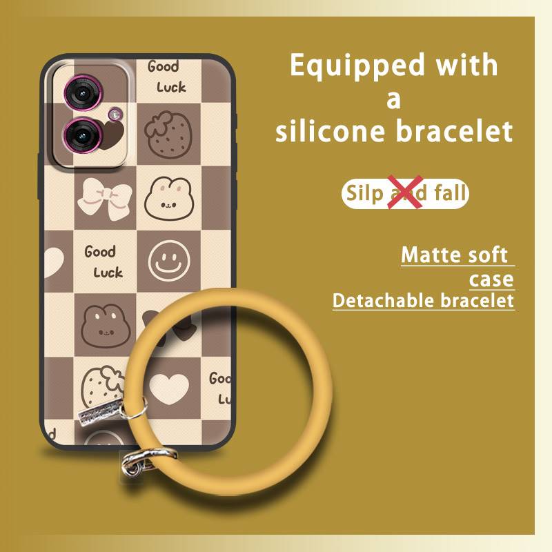 Protective Personality Phone Case For MOTO G55 5G Creative Solid Color Cute Heat Dissipation Bracelet Waterproof Ring