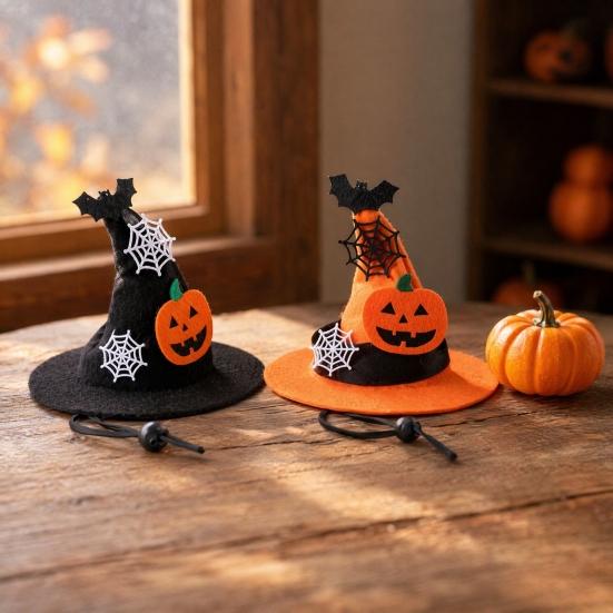 huaqianguhh Halloween Dog Hat, Adjustable Cat Witch Pumpkin Bat Cobweb Pet Hat for Small Medium Dogs Cats Holiday Costume Photo Prop