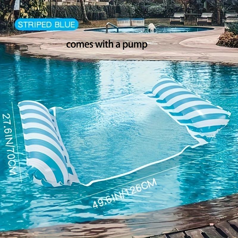 4-in-1 Colorful PVC Water Hammock with Pump - Versatile Pool Float, Saddle, and Lounge Chair for Travel and Home Pool Time