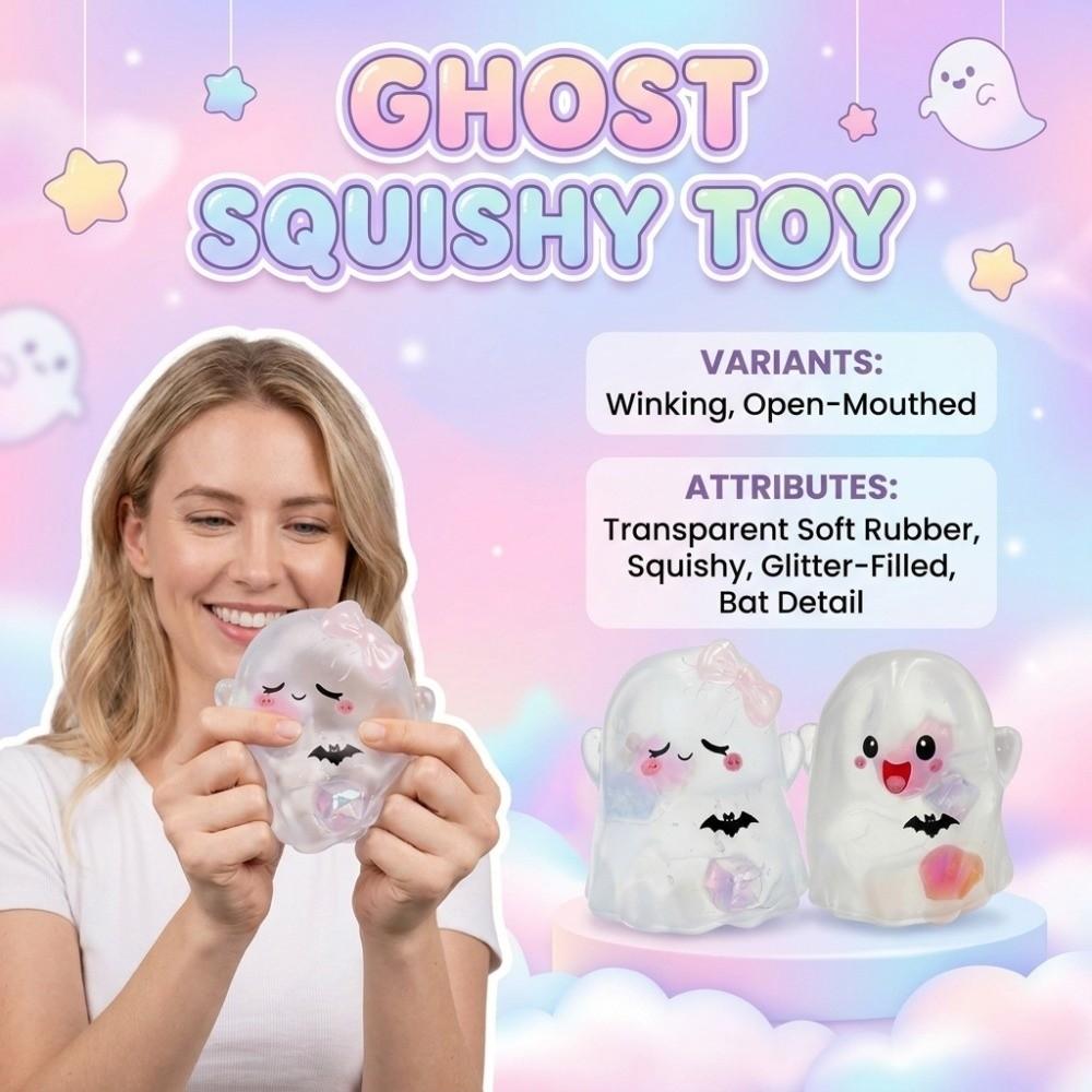 2PCS/SET TPR Ghost Squeeze Toy Cartoon Ghost Fidget Toy Slow Rebound Fidget Toy Desktop Decor