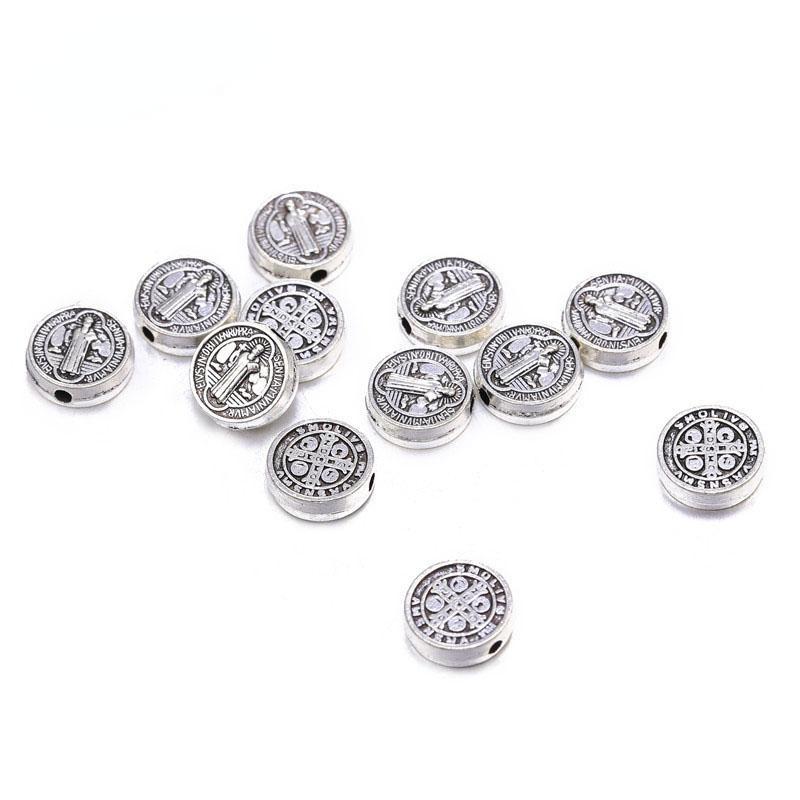 

50 шт. 9,5 мм христианский крест Иисуса бусины-разделители для браслета, ожерелья, изготовления ювелирных изделий из металла, фурнитура ручной работы, аксессуары 50pcs серебряный