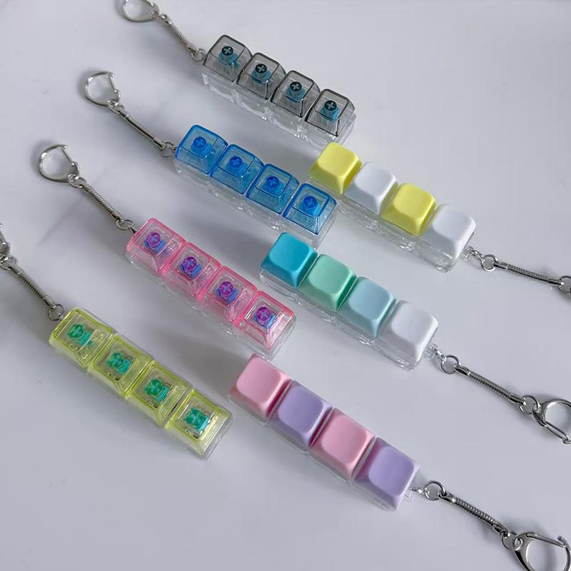 1Pc Light Up Keyboard Keychain Stress Relief Clickable Led Button Toy For People With Anxiety Office Desk Accessory