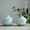 Jingdezhen Handmade Large Celadon Gaiwan Tea Set - San Cai Zen Style