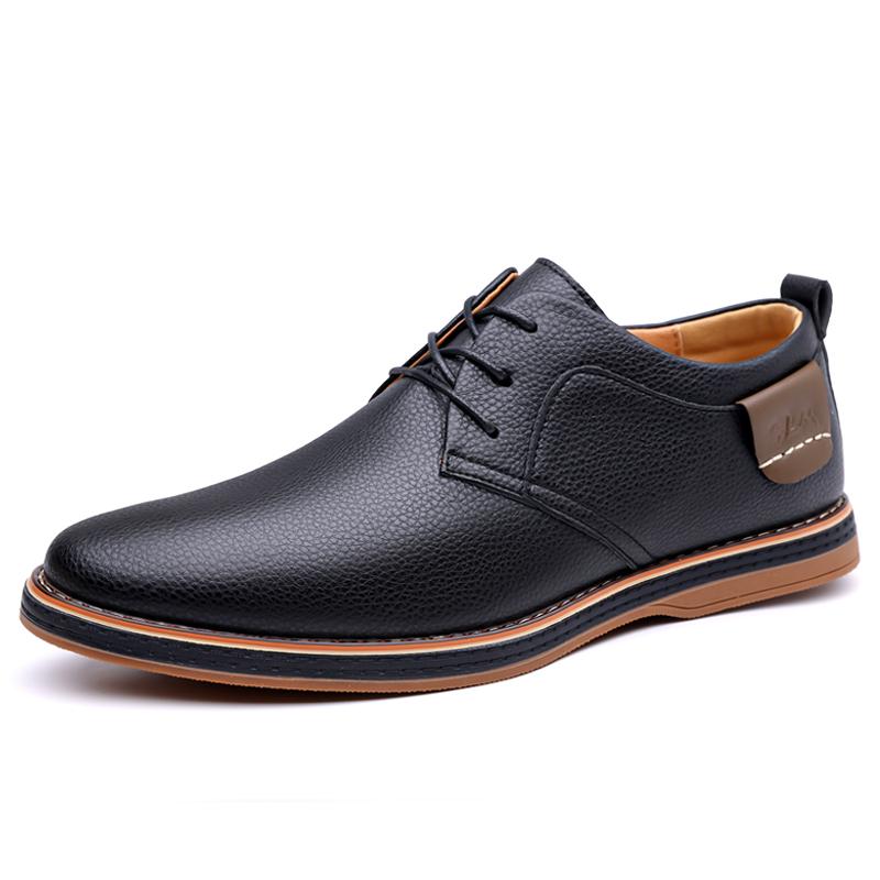 

Fashion New Arrival Men Leather Oxford Shoes Business Dress Casual Shoes Soft Anti Slip Man Formal Dress Footwear Outdoor Derby Sneakers 48 чёрный