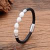 Genuine natural freshwater pearl bracelet, women's charm leather bracelet, baroque wedding jewelry